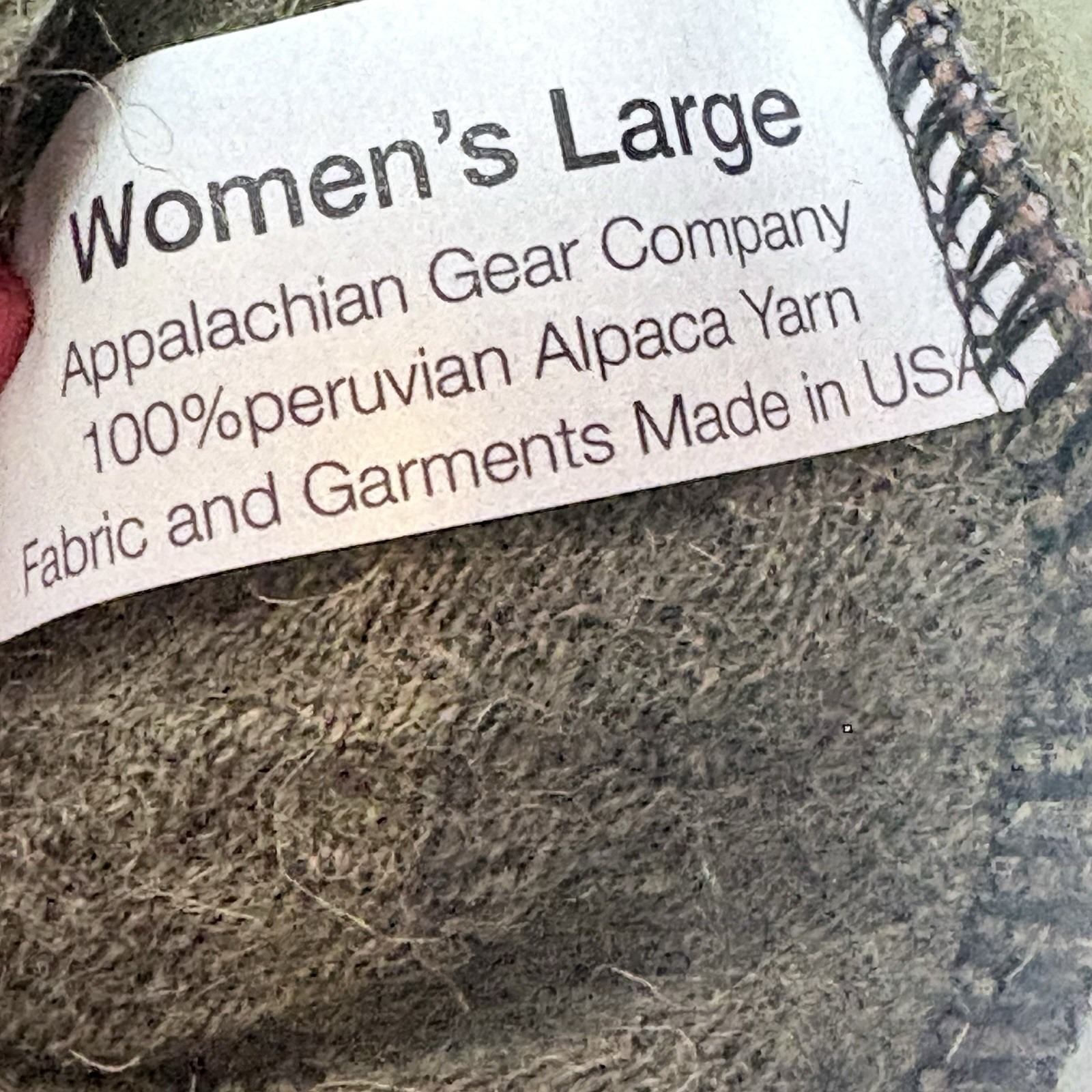 Appalachian Gear Co 100% Alpaca Hoodie Women's L Olive Usa Made Hiking — image 6 of 8